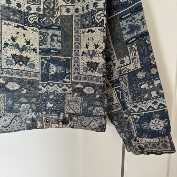 Vintage Blue Tapestry Snap Button Jacket - Picture 4 of 11